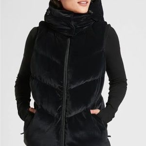 Athleta Lofty Velvet Goose Down Vest Black Small